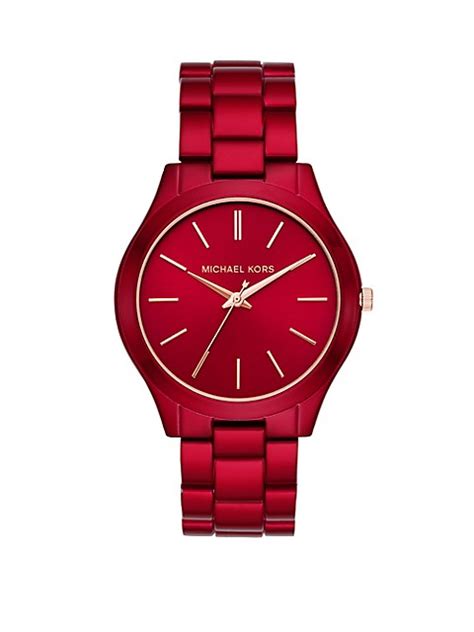 Norie Red Coated Stainless Steel Bracelet Watch MK3895 